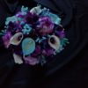 Purple hydrangea, turquoise teal bridal bouquet, Royal purple, galaxy orchids, carnations, artificial flower bouquet - Image 3