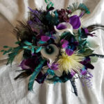 Purple, teal, peacock bridal bouquet