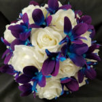 Rose and galaxy orchid bridal bouquet