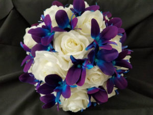 Rose and galaxy orchid bridal bouquet