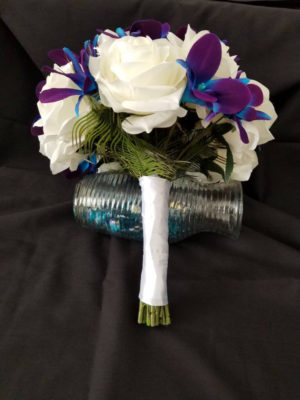 Rose and galaxy orchid bridal bouquet - Image 6