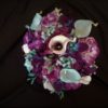 Purple hydrangea, turquoise teal bridal bouquet, Royal purple, galaxy orchids, carnations, artificial flower bouquet - Image 6
