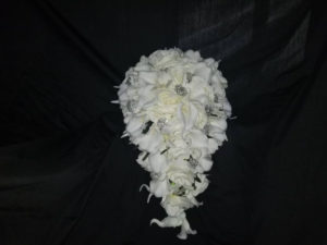 Ivory, cream cascading bridal bouquet, real touch calla lily &rose