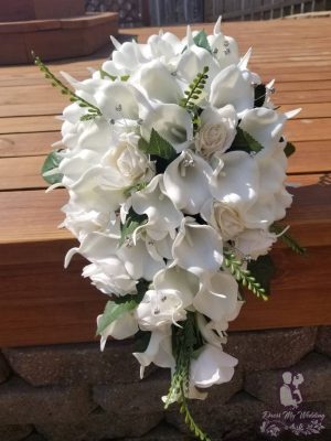 Calla lily and rose cascading bouquet