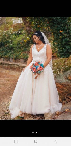 Copper and teal bridal bouquet - Image 11