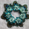 7 bridesmaids teal blue-mint flower hair clips with peacock feathers and teal blue freshwater pearls - Image 2