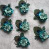 7 bridesmaids teal blue-mint flower hair clips with peacock feathers and teal blue freshwater pearls - Image 3