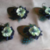 Mint navy blue peacock feather hair clip, with freshwater pearls, bridesmaids, set of 6 - Image 2