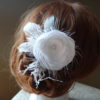 Bridal flower hair clip, with freshwater pearls and feathers - Image 2