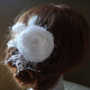 Bridal flower hair clip, with freshwater pearls and feathers