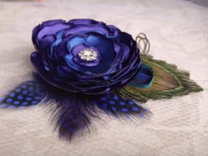 Purple blue peacock hair clip, for brides, bridesmaids, rhinestone, custom orders are accepted for more color combinations