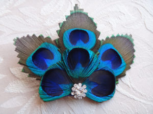Bridesmaid Peacock feather hair clip, comb, rhinestone, hair fascinator, dress sash