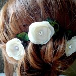 Bridal hair pieces, set of 3, "Rose" Swarovski crystal, peacock feathers