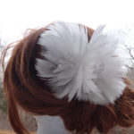 Bridal feather hair accessory "Angel", double flower with pearls, geese feather flower hair clip, floral