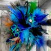 Peacock bridal bouquet, accented with rhinestones, floral feather bouquet - Image 3