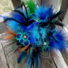 Peacock bridal bouquet, accented with rhinestones, floral feather bouquet - Image 2