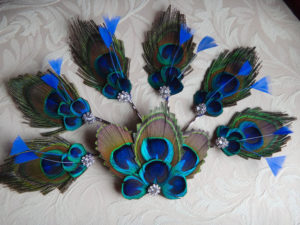 bridesmaids peacock bobby pin, Customize to match your wedding colors - Image 3