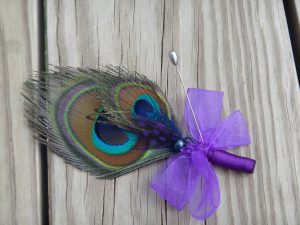 Peacock corsages, SET OF 4, for  bride's and groom's parents, Customize to match your wedding color - Image 3
