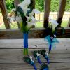 Calla lily peacock bouquet  for bridesmaids, single stem calla lily, purple and teal accent flowers - Image 2