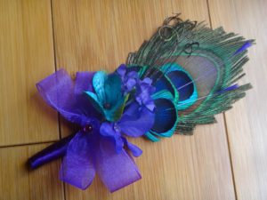 Peacock feather  boutonniere, corsage, customize to match your wedding colors - Image 3