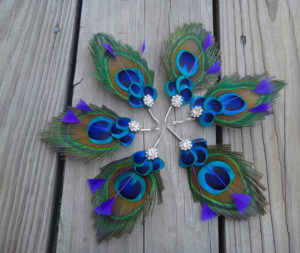bridesmaids peacock bobby pin, Customize to match your wedding colors