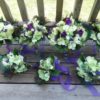 Lime green Hydrangea bouquet purple and peacock feather accent, for bridesmaids, bridal toss bouquet - Image 4