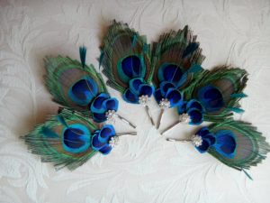 bridesmaids peacock bobby pin, Customize to match your wedding colors - Image 5