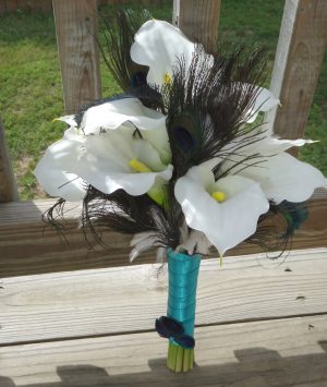 Calla lily peacock bridal bouquet