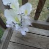 Calla lily bouquet,  silver, white feather accent - Image 3