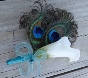 Calla lily peacock corsage, boutonniere, customize to match your wedding colors - Image 3