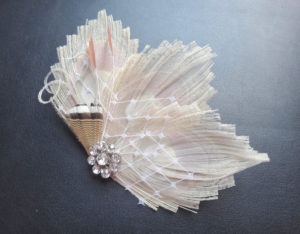 Bridal Ivory peacock hair piece with a rhinestone - Image 5