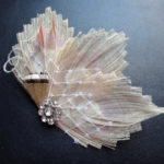 Bridal Ivory peacock hair piece with a rhinestone