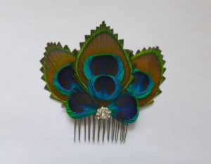 Bridesmaid Peacock feather hair clip, comb, rhinestone, hair fascinator, dress sash - Image 5