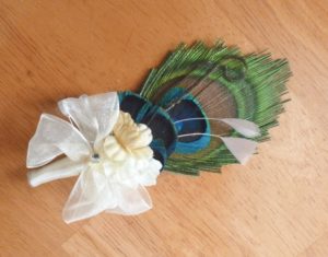 Peacock feather  boutonniere, corsage, customize to match your wedding colors - Image 5