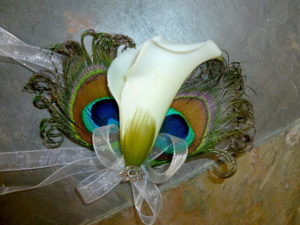 Calla lily wrist corsage, Customize calla lily and ribbon colors