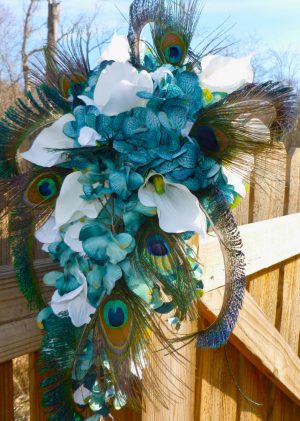 teal cascading bouquet