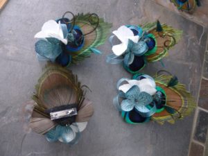 Hydrangea peacock corsage, customizable