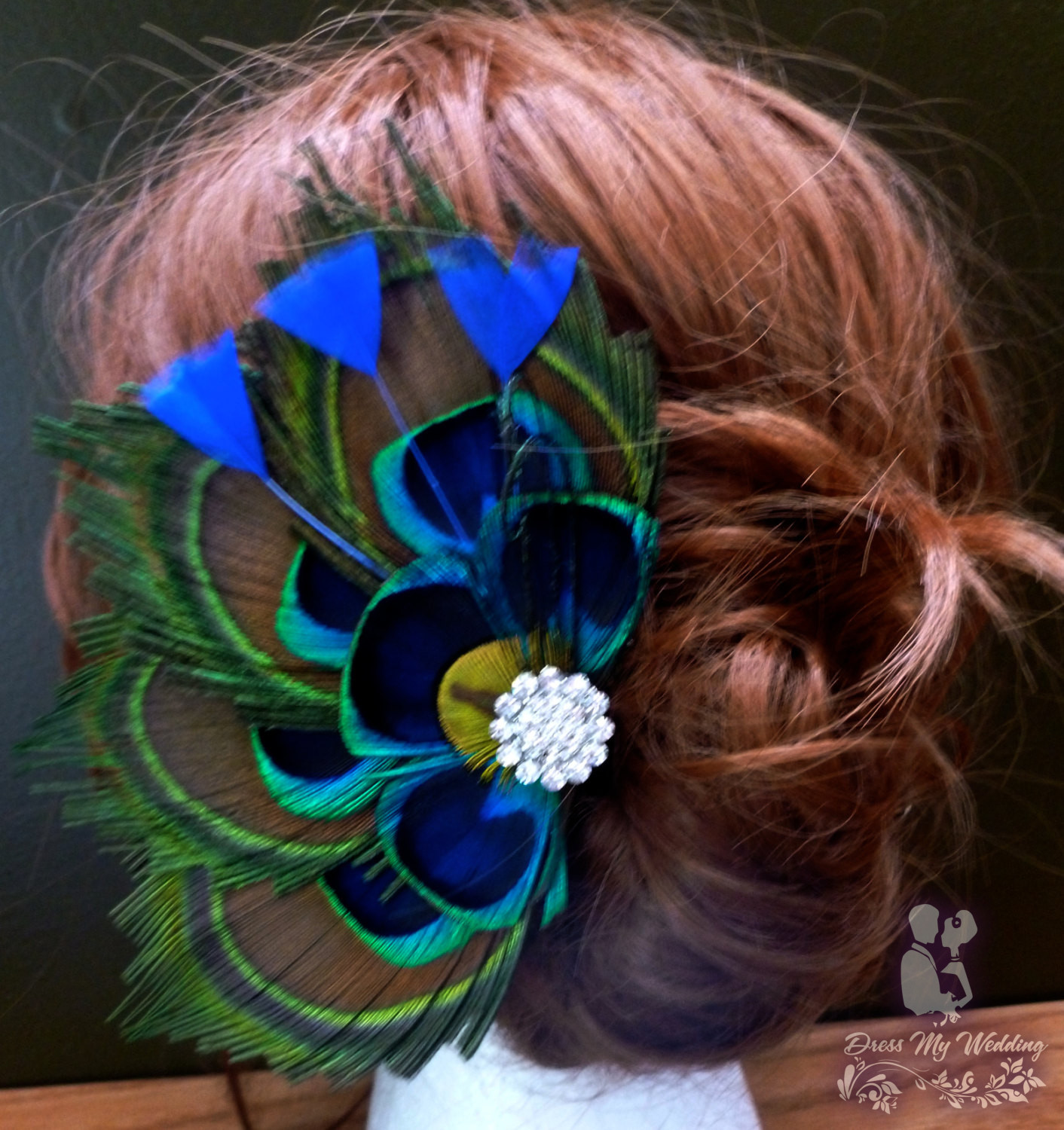 Elegant Peacock Feather Hair Clip