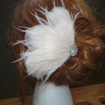 Champagne ivory feather hair  piece "Emily" rhinestone accent