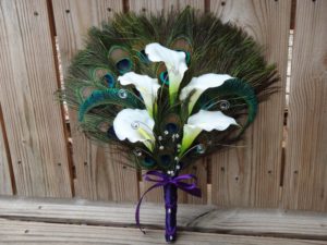 Peacock calla lily fan bouquet