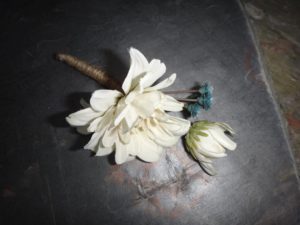 Burlap boutonniere, burlap corsage, garden mum wrapped with jute/burlap - Image 4