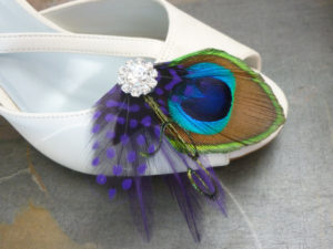 Peacock shoe clips, available in more colors