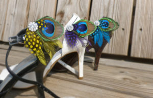 Peacock feather shoe clips, Customizable - Image 4