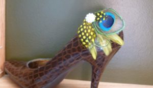 Peacock shoe clips, yellow shoe clips, customizable