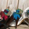 Black and white peacock shoe clips, Customizable - Image 4