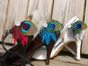 Black and white peacock shoe clips, Customizable - Image 4