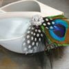 Black and white peacock shoe clips, Customizable - Image 2