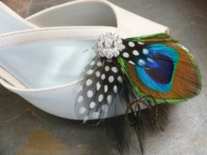 Black and white peacock shoe clips, Customizable - Image 2