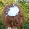 Bridal feather hair piece, accented with a beautiful rhinestone,  hair clip, hair comb - Image 2
