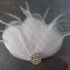 Bridal feather hair piece, accented with a beautiful rhinestone,  hair clip, hair comb - Image 4